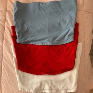 red white and blue tube top set
